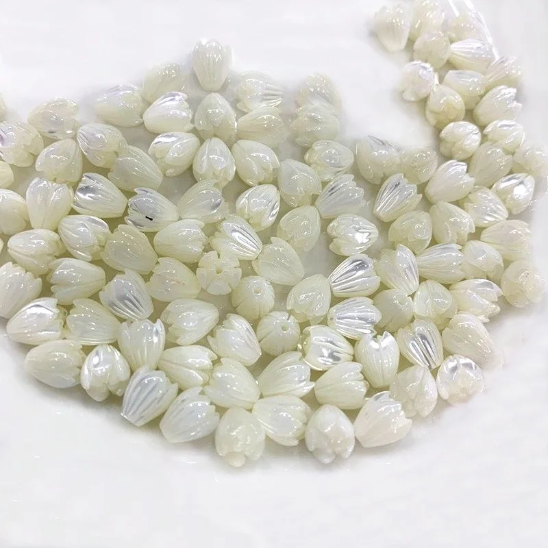 

Loose bud flower beads 7*8mm hand carved mother of pearl flower bead