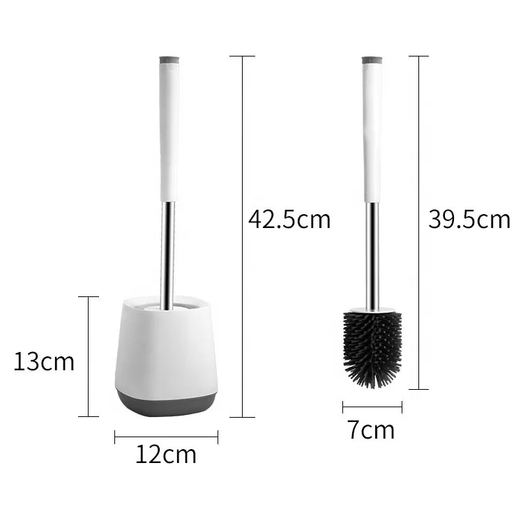 

Small Order PP Stainless Steel TPR Material Household Long Handle Toilet Cleaning Brush, White