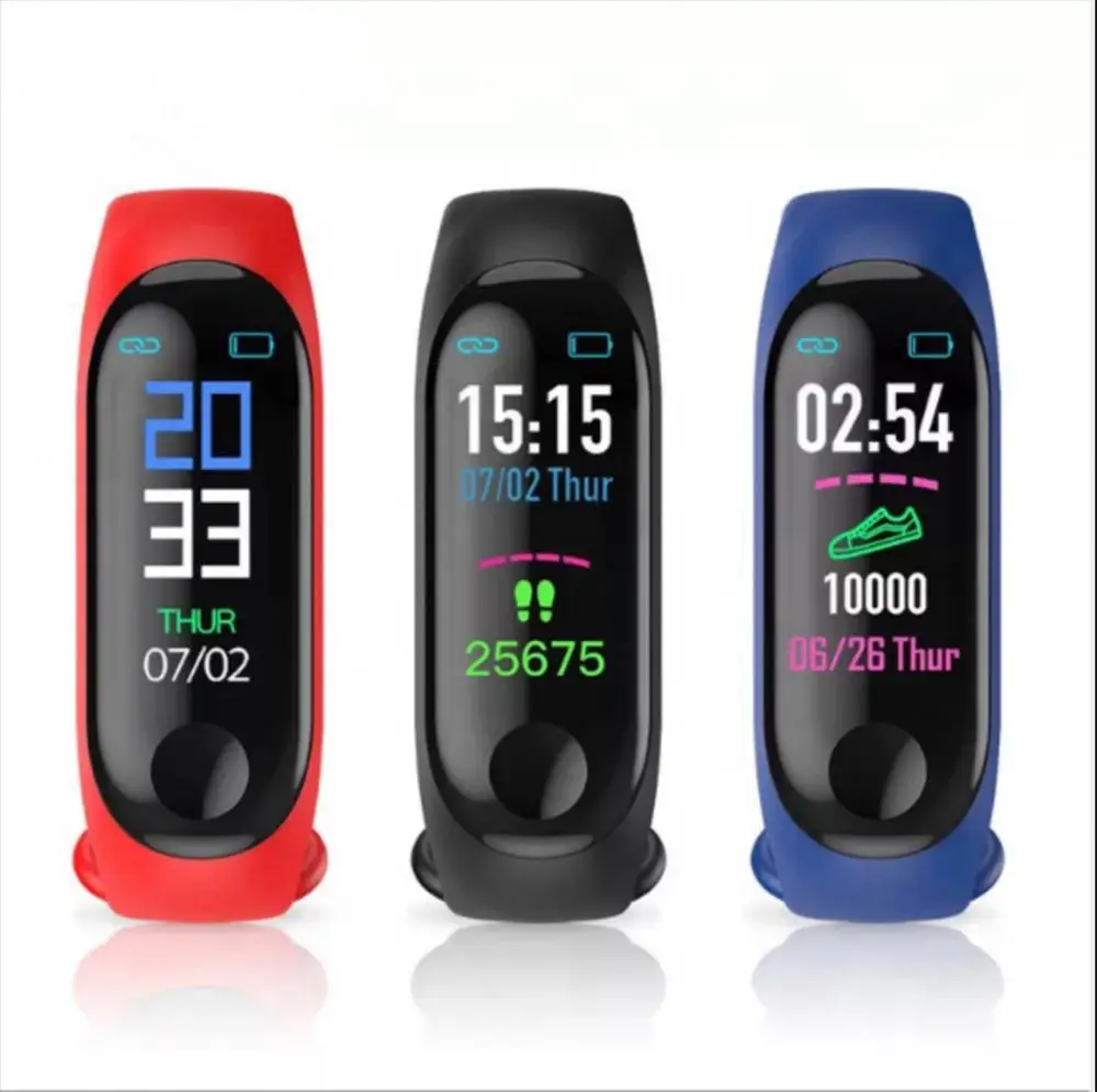 multi-color Waterproof Sport Health Wristband Bracelet Blood Pressure Heart Rate Monitor M3 Fitness Band Smart Bracelet