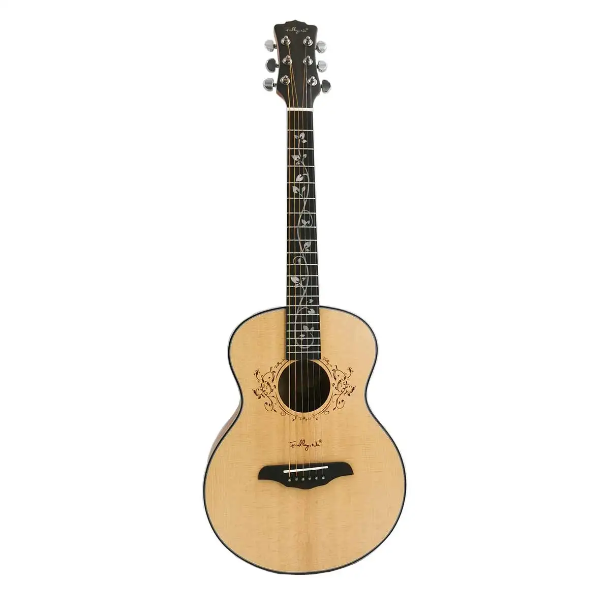 

Hot Sell Cheap Custom  Professional Spruce Veneer Acoustic Travel Guitar, Natural color