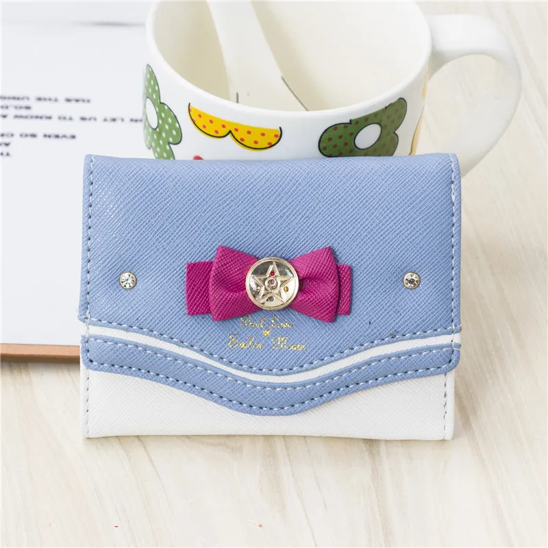 

Fashion Pu Leather Cluth Sailor Moon Cartoon Card Holder Purse Bow Cute Mini Girl Wallet for Women