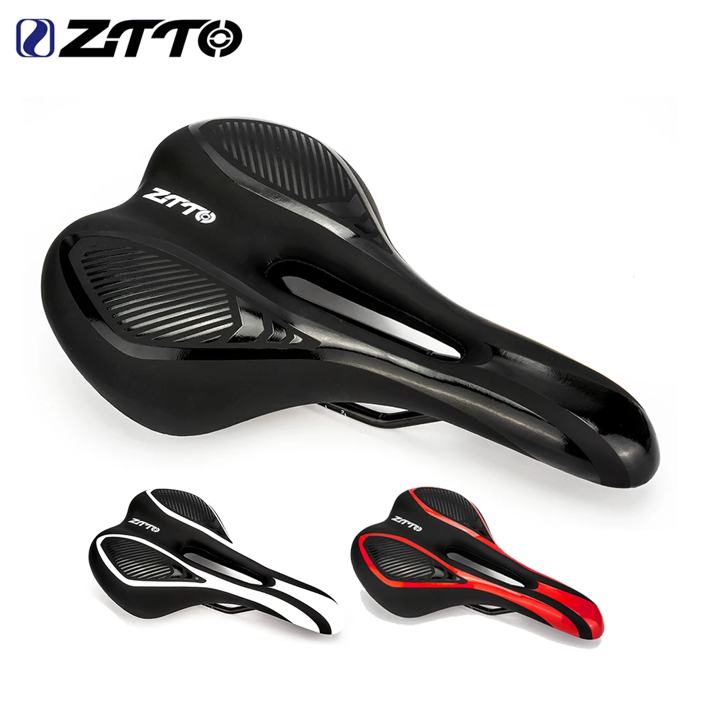 

ZTTO MTB Road Bike Parts Saddle Bicycle Seat Hollow Saddle PU Leather Soft Seat Cushion Comfortable Cycling Bike Racing Seat, Black, black-white, black-red