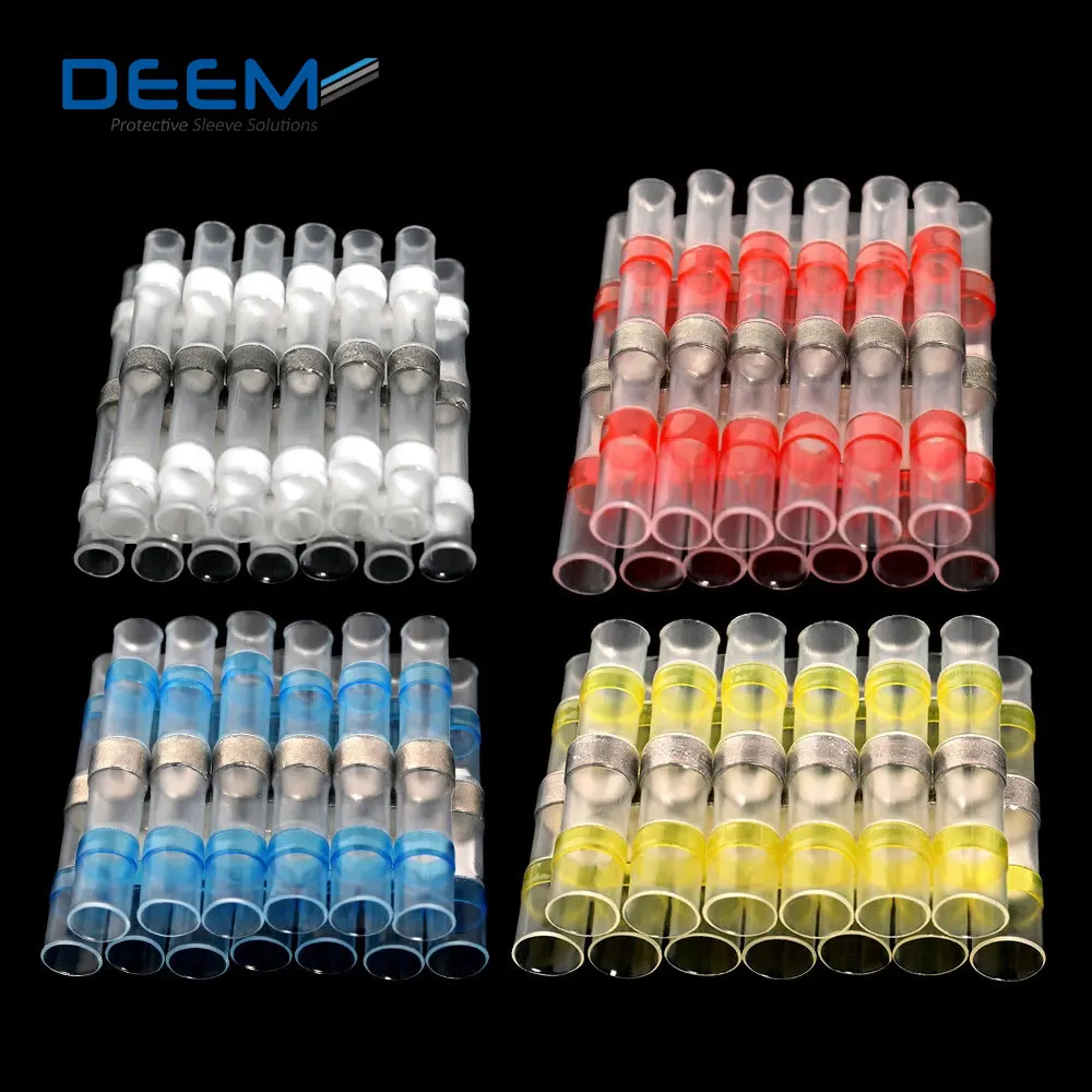 

DEEM Insulation 100pcs Red Blue Yellow Heat Shrink Butt Connectors Terminal Solder Seal Wire Connector