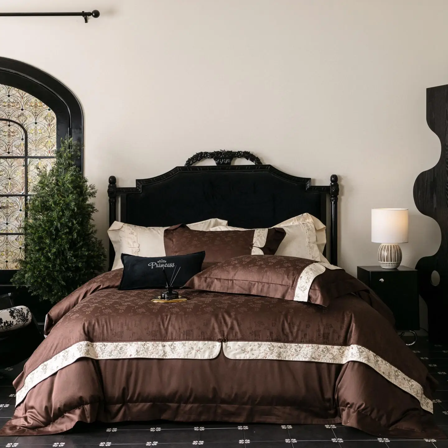 Modern Style Brown 100% Cotton Jacquard Comforter Duvet Cover Patchwork Pillow Shams Bedding Set Supplier