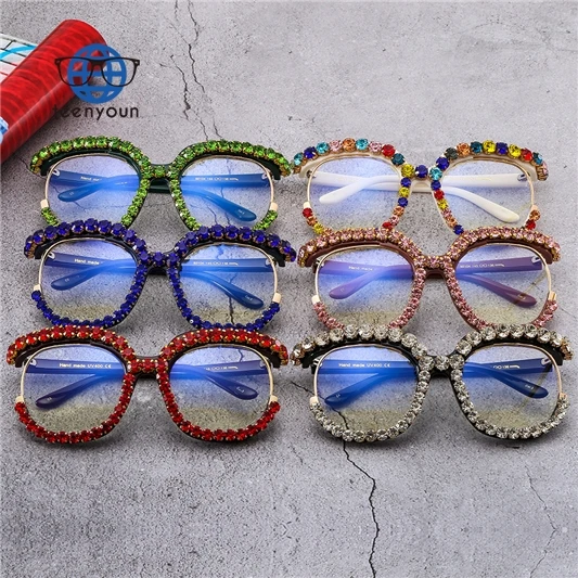 

Teenyoun Shades Oversized Brand Luxury Women Rhinestone Blingbling Handmade Bling Shades 2023 Sun Glasses Sunglasses