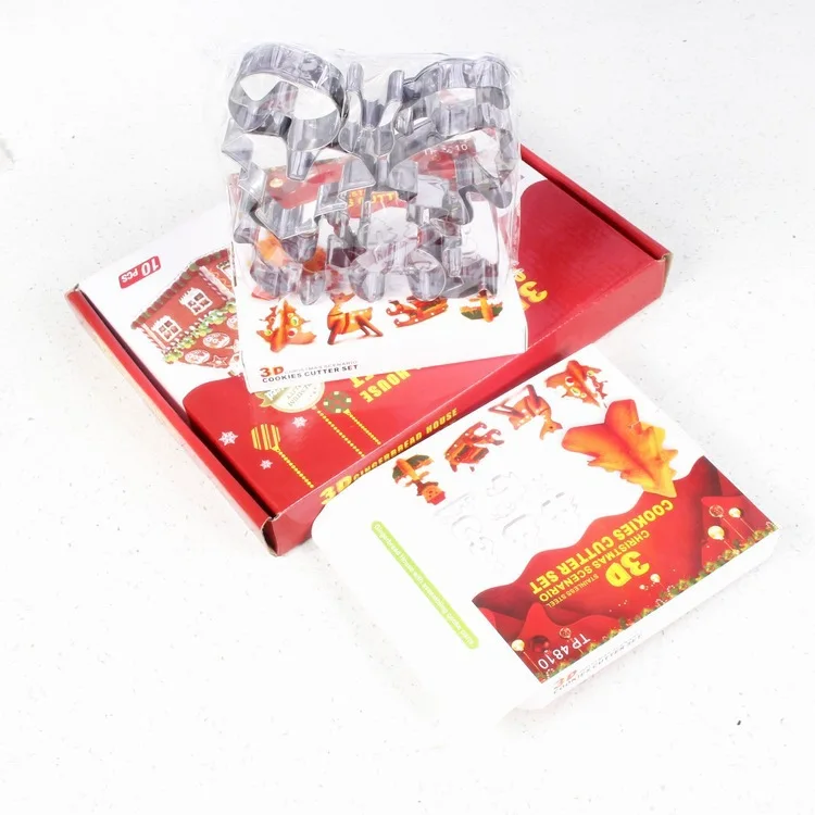 

Factory direct 10 piece set of 3D three-dimensional cookie gingerbread house mold