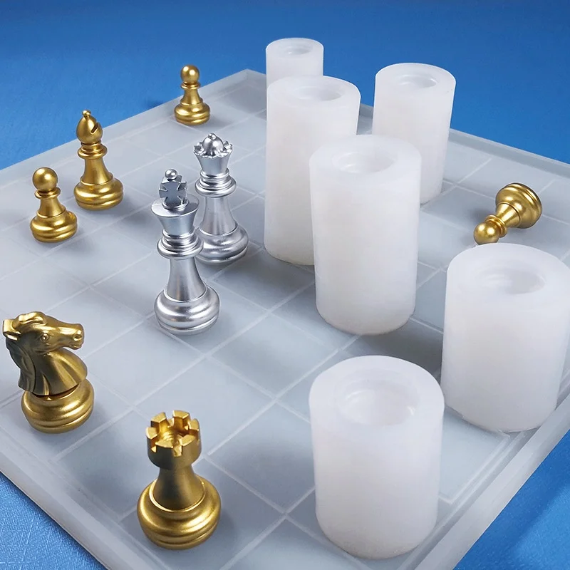 

DM317 Amazon Hot Sale International Checkerboard Chess Pieces Epoxy Resin Mould Checker Board Silicone Mold, White