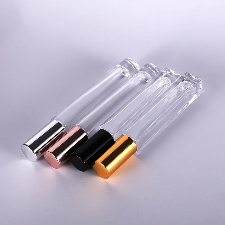 

Sample bottle thick bottom clear glass perfume roll on 10ml roller ball perfume bottles with gold lids