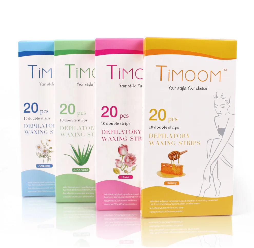 

Hot sale Factory TIMOOM 20 pcs Hair Removal Depilatory portable Waxing Strips Disposable waxing strips body use, 5 colors