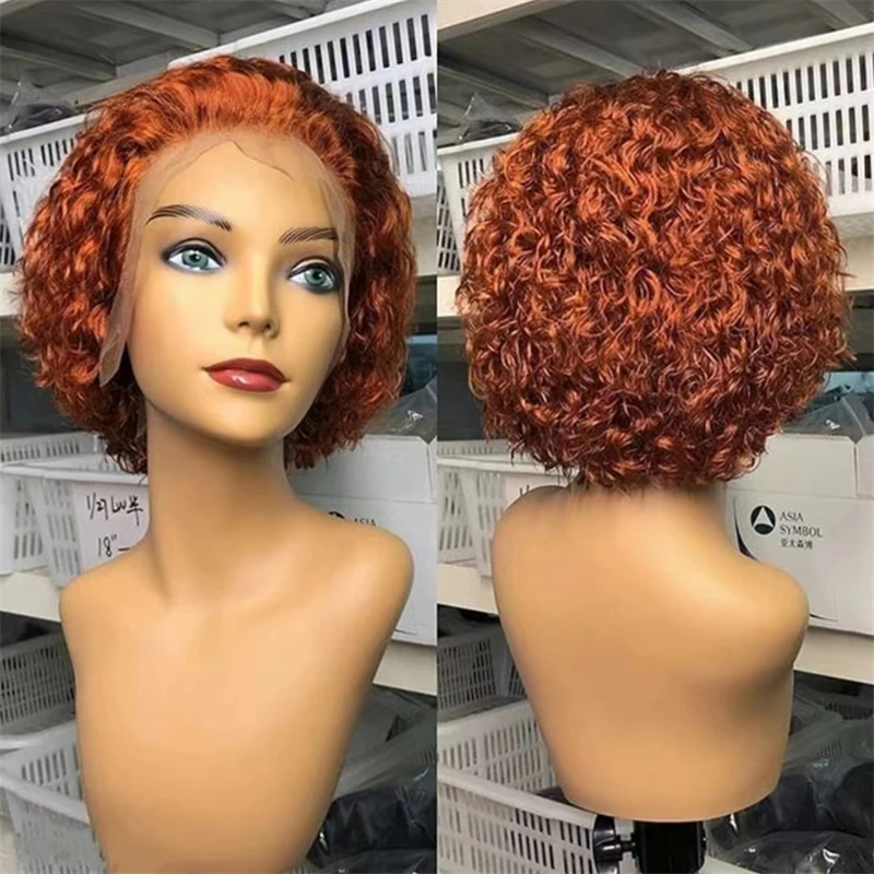 

100% Brazilian Virgin Human Hair Transparent Swiss Lace Wig Short Hd Pixie Curly Curly Lace Front Wigs For Black Women