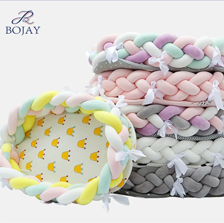 

Luxury Baby Bed Nest Braid Crib Bumper Baby Bedding Cot Bumper Knot Cushion Protector, Multiple colors