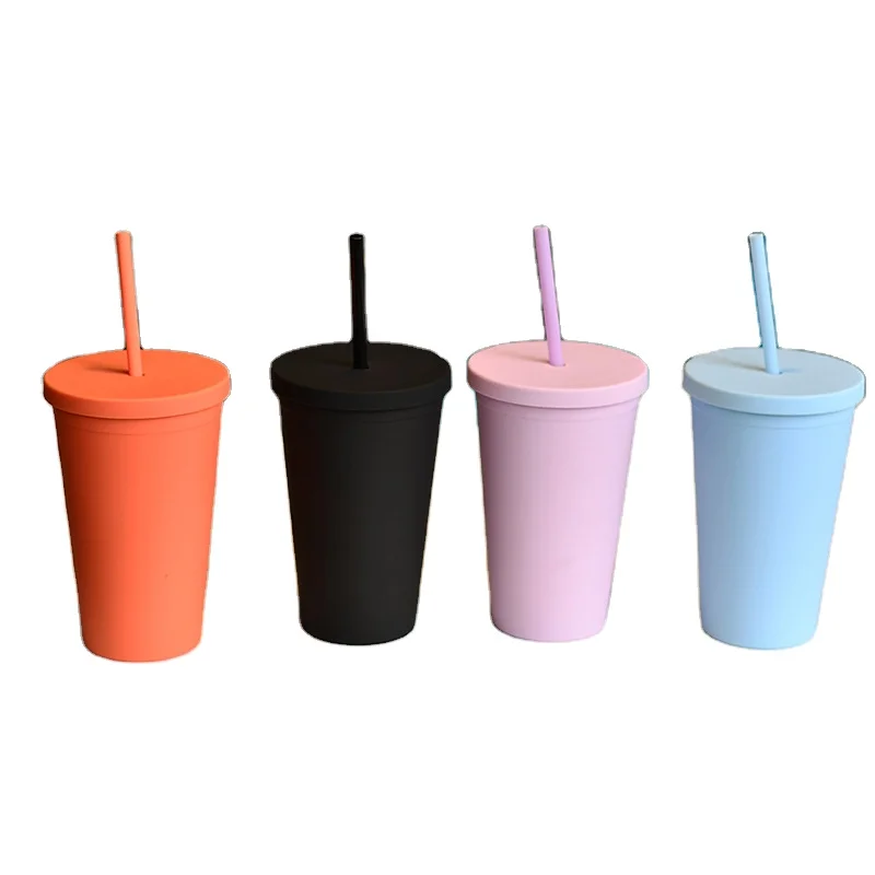 

Hot-selling custom large capacity 16 24oz double layer cup plastic plastic tumbler cups in bulk with lids reusable tumbler, Clear