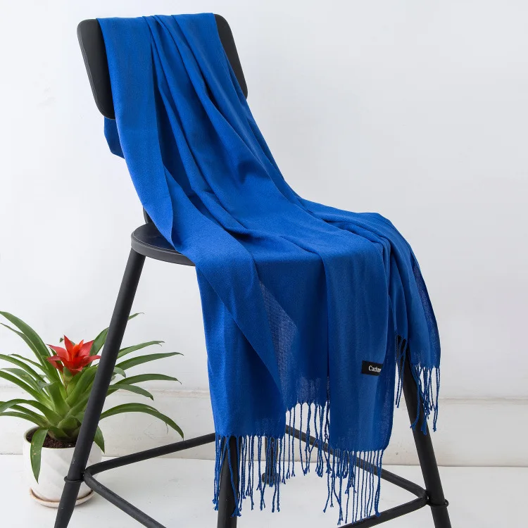 

Winter Shawl Long Plain Tasse Cashmere Lady Blanket Wraps Neck Echarpe Bufanda Scarves With Tassel