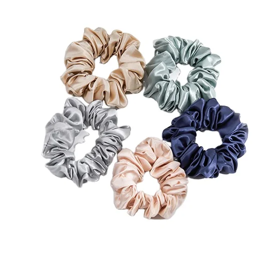 

wholesale High Quality Color Custom 100% Silk Satin Hair Scrunchies Silk Satin Mulberry Silk Scrunchie