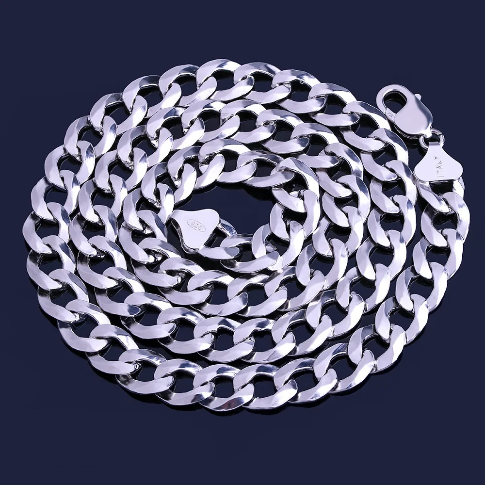 

wholesale gift s925 silver cuban chain necklace, Silver, can custom gold