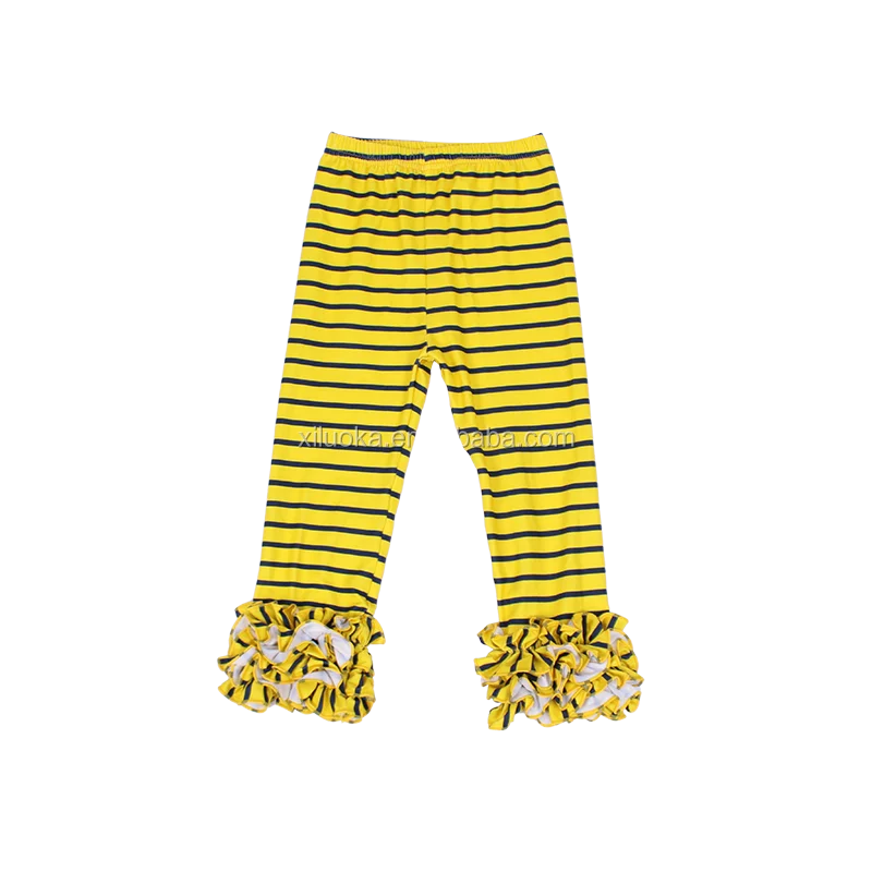 

2021 Autumn Hot Sale Boutique Baby Girl Yellow Stripe PantsCute Girl Pants Children Ruffled Pants, Picture