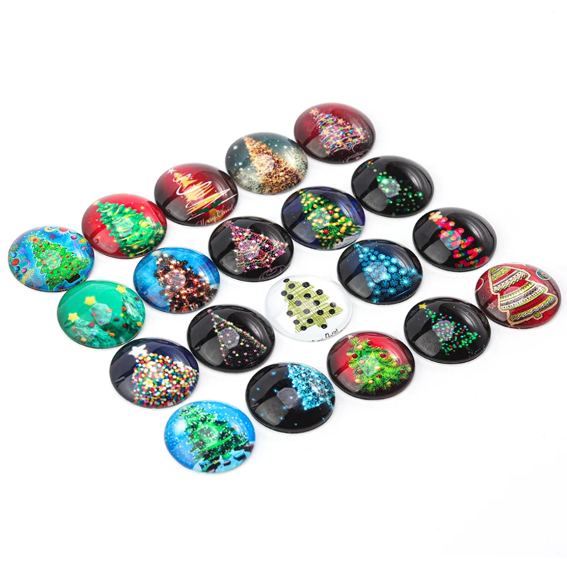 

20 pcs/pack Wholesale Christmas Wind Glass Interface Round Time Gem Patch Diy Handmade Jewelry Accessories, Colorful