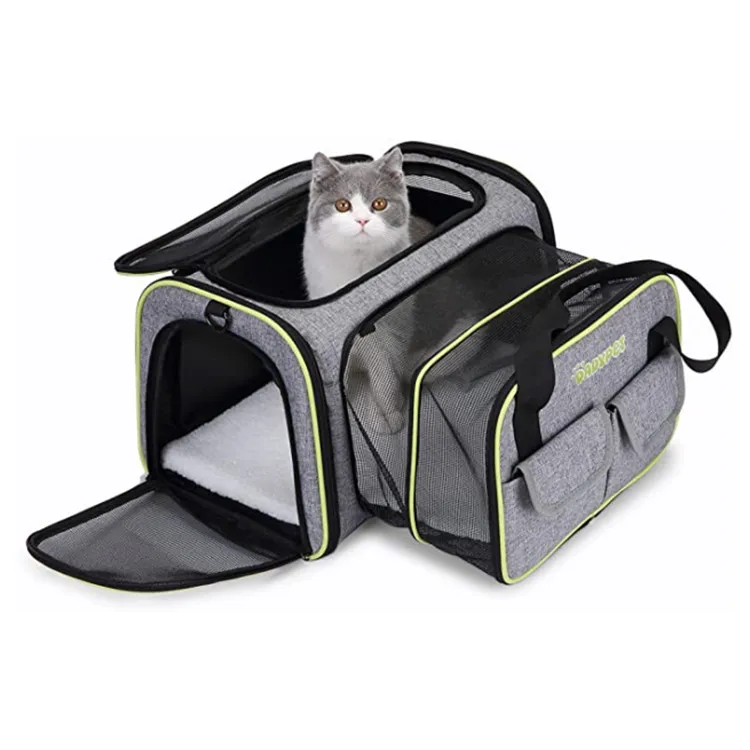 

Cat Bag Pet Breathable Travel Bike Basket Airline Approved Dog Foldable Expandable Backpack Carrier Wholesale, Grey