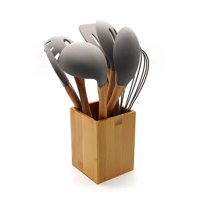 

Multi-Function Bamboo Box with Internal Moisture Guard For Kitchen Utensil Holder, Brown