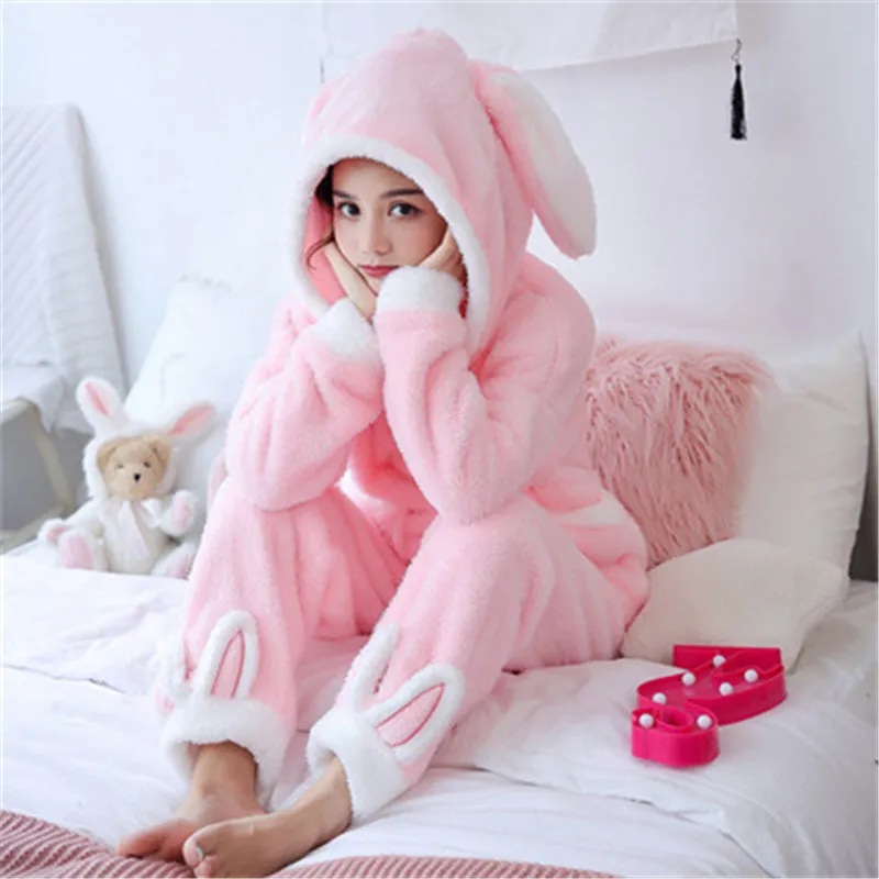 

High Quality Women Flannel Winter Cute Girls Students Sleepwear Pajamas, As the picture display