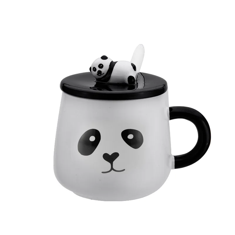 

Creative Panda Design Coffee Mug 3D Ceramic Mug With Lid, White