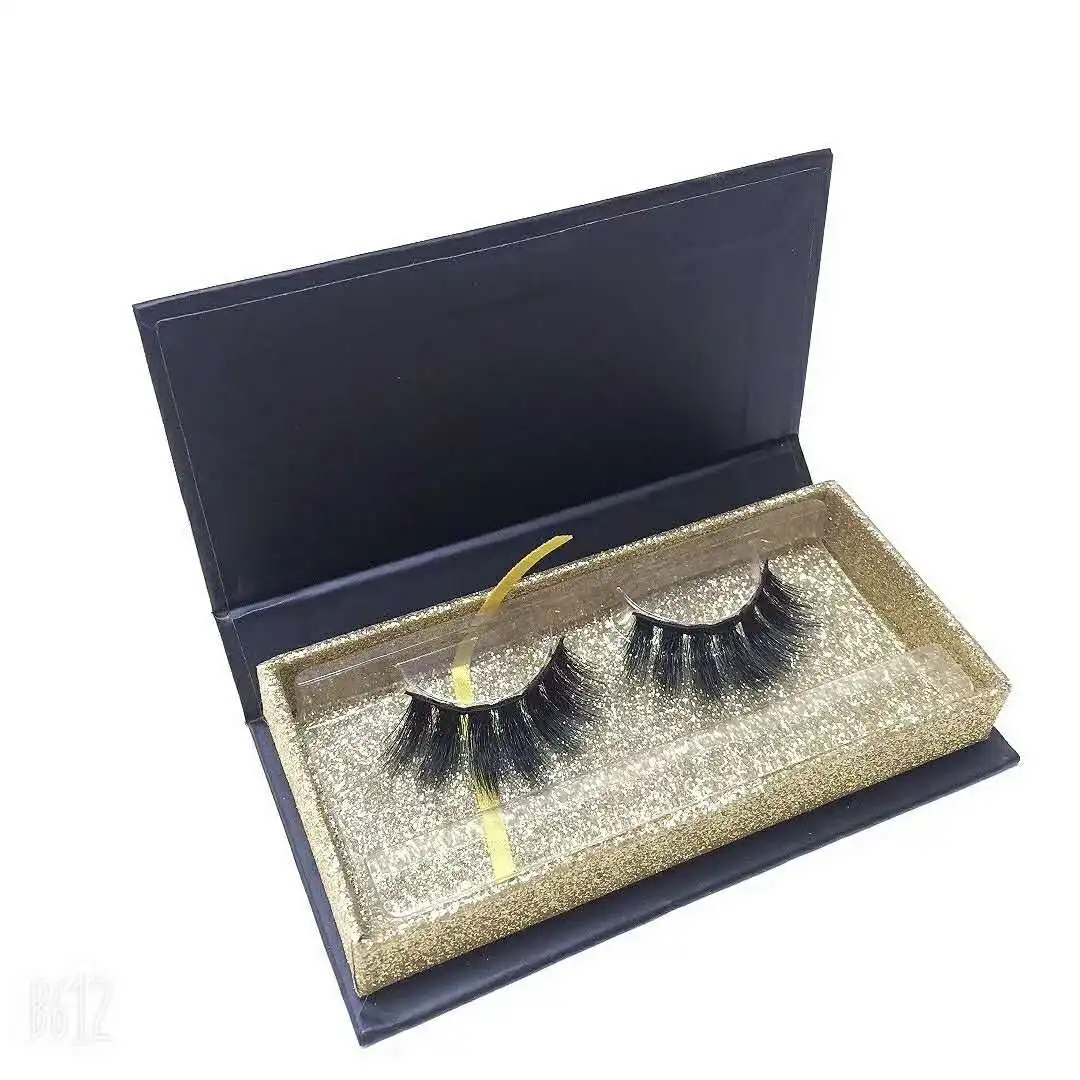 

Personalise Custom Mink Eyelashes packaging Box Black Glitter Mink Lash Box 5D 25mm thick Mink Hair Eyelashes Wholesale