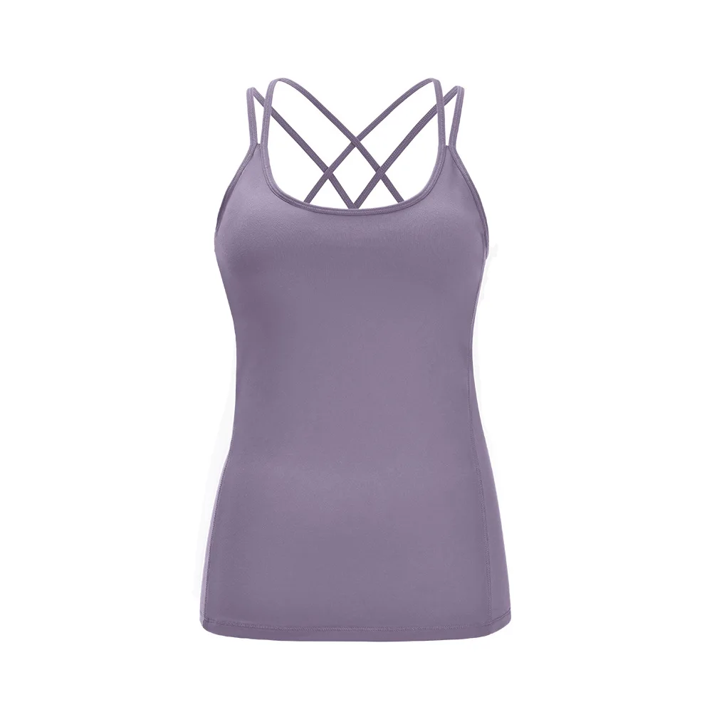 

Wholesale Oversize Yoga Crop Tops Solid Color Yoga Tank Top Sports Fitness Double Strap Women Yoga Top Vest, Customized color