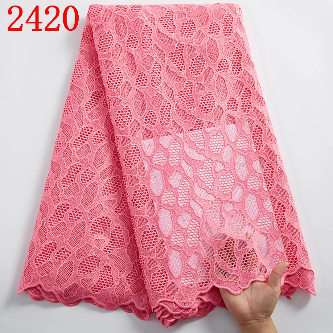 

Free Shipping African Guipure Cord Net Lace Hot Selling Nigerian Net Cord Lace For Party Dress Cord Lace Fabric 2420