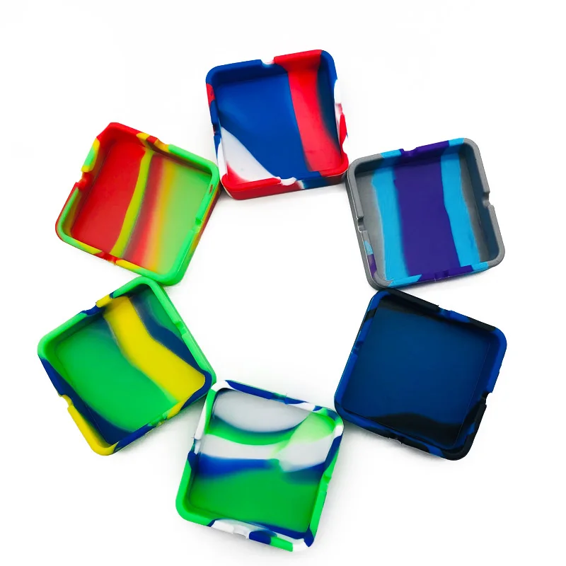 

New Silicone Square Pocket Cigar Ashtray Cigarette Ash tray with Custom Logo Printed, Camouflage color, water printing color
