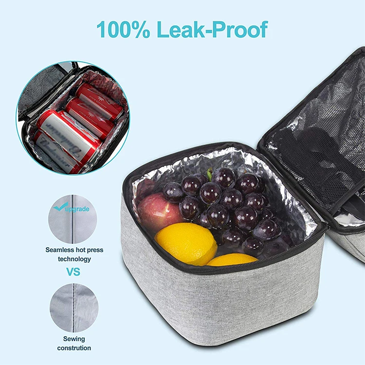 Custom Insulated Recyclable Grey Tote Lunch Cooler Bag Box For Outdoor