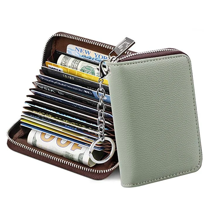 Credit Card Wallet Zipper Card Cases Holder For Men Women Rfid Blocking ...