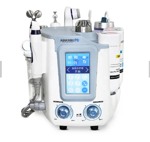 

6 In 1 Aquasure H2 O2 Water Oxygen Hy-dra Facial clean Beauty Machine Small Bubble for Skin Tightening Skin Rejuvenation with CE, White