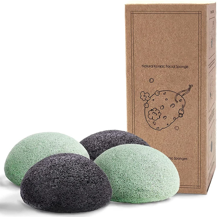 

Hot Selling Natural Degradable Plant Reusable Private Label Custom Package Makeup Remover Face Charcoal Konjac Sponge, White