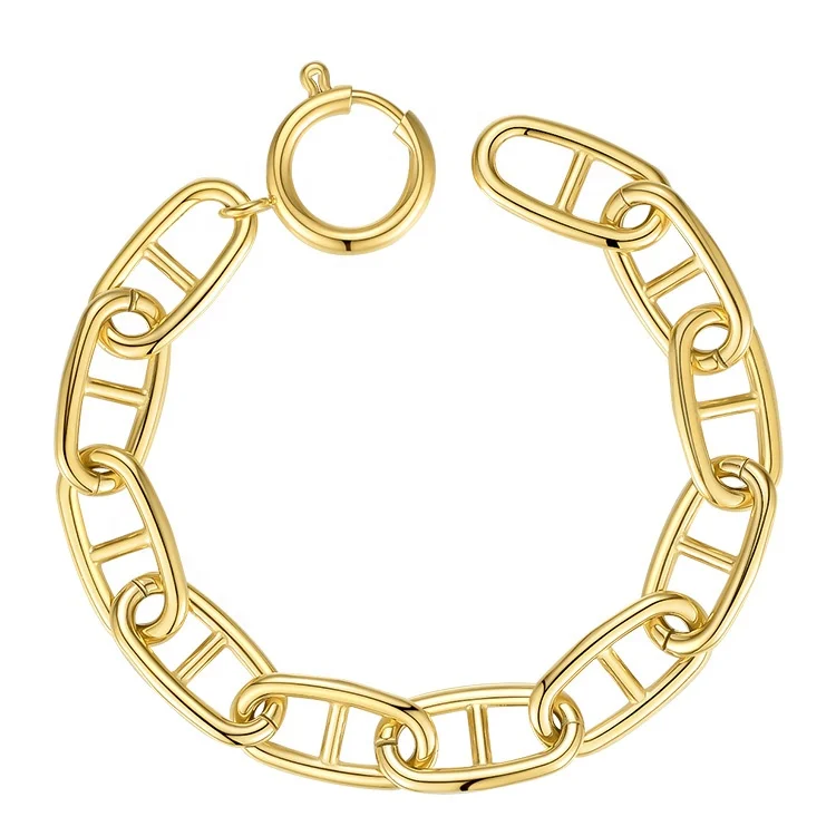 

Latest 18K Gold Plated Stainless Steel Jewelry Ellipse with centerline Chain Bracelet B202202