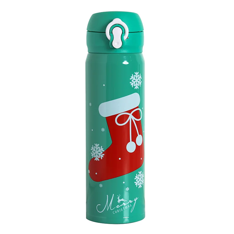 

Double Wall 304 Stainless Steel Christmas Gift 450ml Thermos Vacuum Cartoon Water Bottle, Red, black, white etc