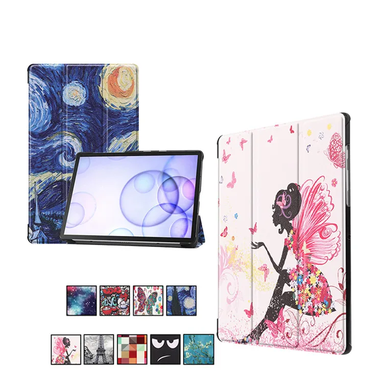 

Tri-fold Shockproof Magnetic Multi-angle Stand Cartoon Tablet Phone Case For Samsung Galaxy Tab S6 T860 T865, Blossom,tower,big eyes,galaxy,graffiti