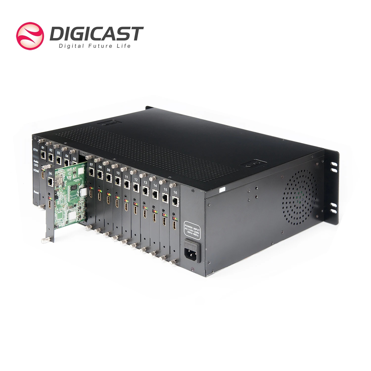 

(DMB-8916) DIGICAST 16 Channels H264 H265 HEVC IPTV live Streaming SDI to IP Encoder for Camera to Youtube Facebook Broadcasting