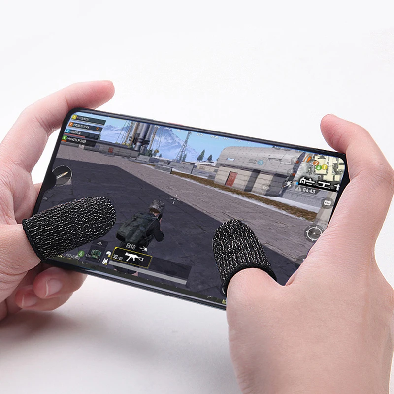 

Breathable Mobile Game Controller Finger Sleeve Sweatproof Gaming Touch Trigger Screen Gloves For Phone Game T1104-1, Black white gray