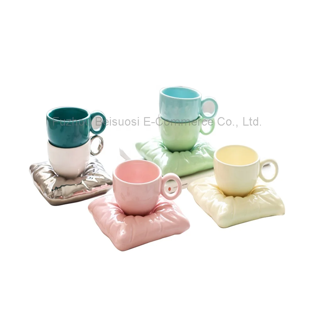 

Cappuccino Cup and Saucer Set 200ml for Specialty Coffee Drinks Latte Cafe Mocha and Tea Pillow Coaster Design Mug tea cup