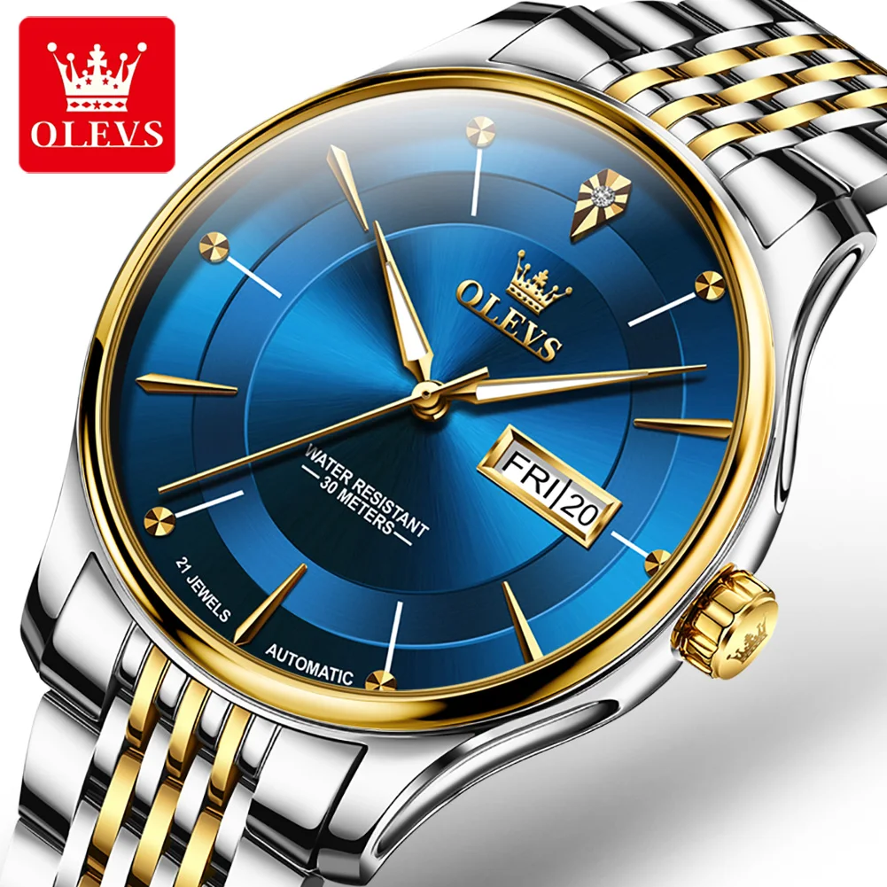 

OLEVS 9927 Gold Wrist Watch Luxury Automatic Waterproof High Quality Stainless Steel Wholesale Custom Men Mechanical Watch