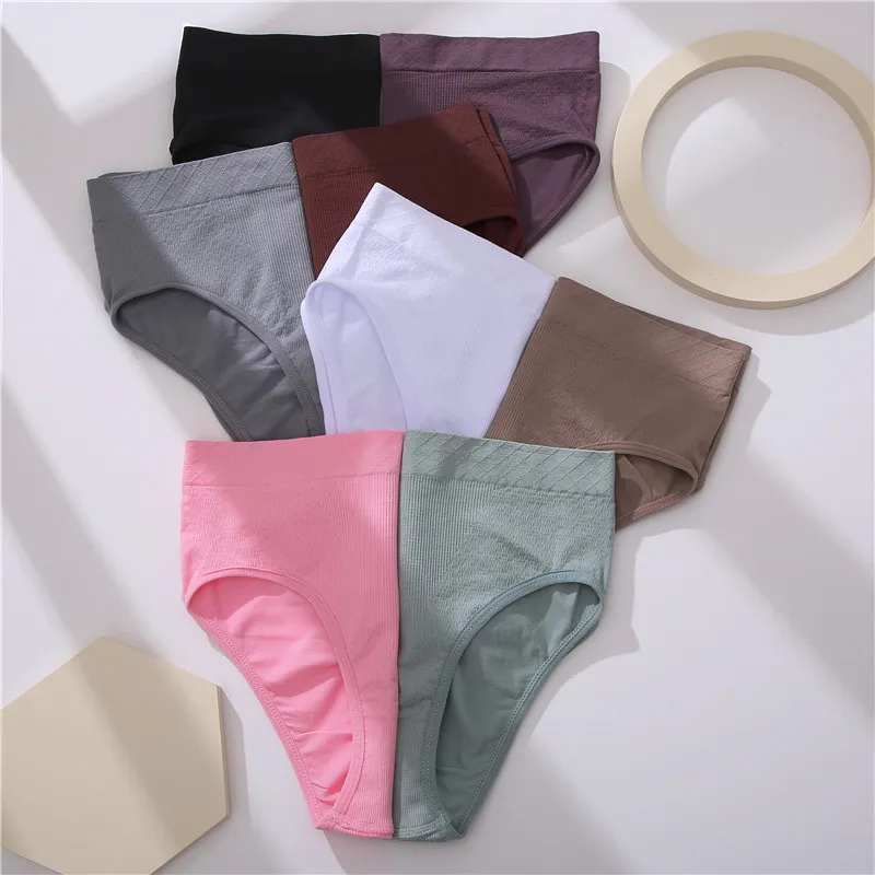 

FINETOO Women Panties Bodyshaper Women's Underwear Lingerie 8 Solid Colors Sexy Female Undepant High Waist Briefs wholesale 2021