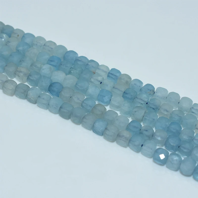 

High Quality Natural 5*5mm Faceted Aquamarine Beads For Jewelry Making