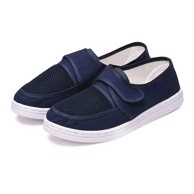 

Industrial Reusable Unisex Cleanroom Anti-static Breathable Upper Mesh Shoes, Navy blue,white