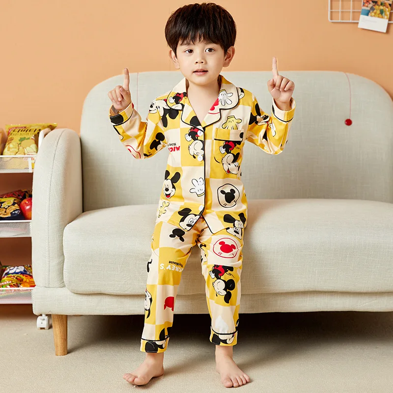 

Children's pajamas cotton long-sleeved autumn small boy China big children cotton cartoon home service suit, Picture show