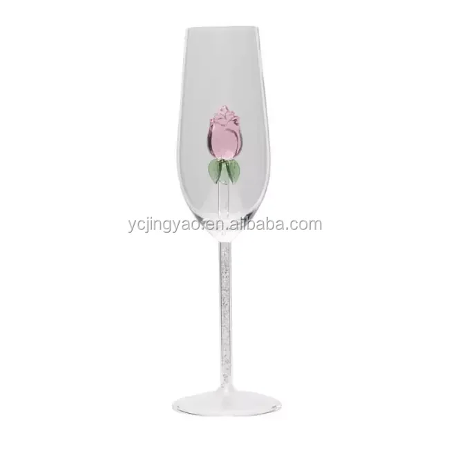 

Hand Blown Pyrex Rose Wine Glass /Champagne Glasses For Celebration, Clear transparent