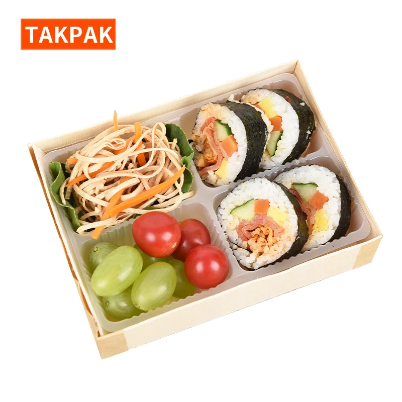 

Eco Friendly Disposable Takeaway Boxes Wooden Lunch Food Container