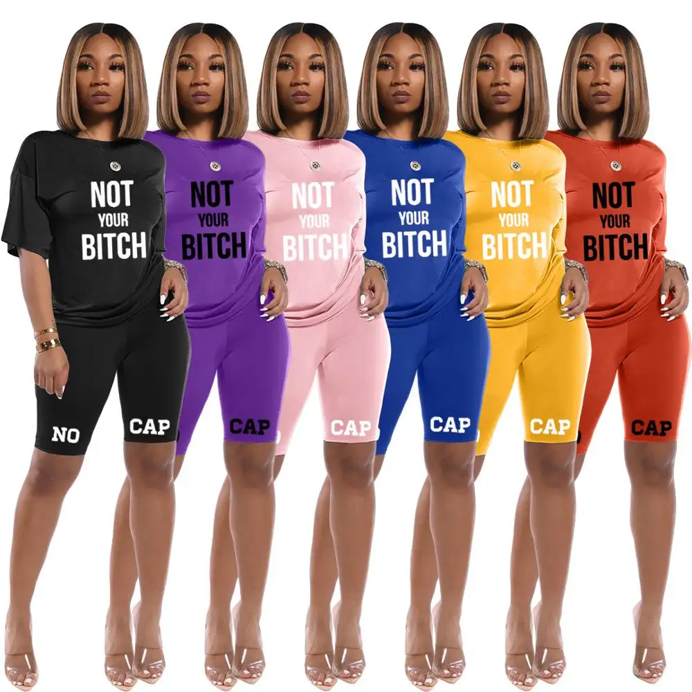 

Women 2 Piece Set Clothing Outfits Tracksuits Biker Short Two Piece Pant Sets