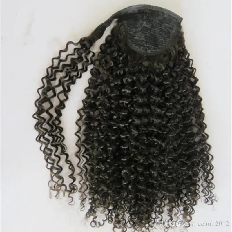 

Afro kinky curly hair 3b 3c 4a 4b kinky straight ponytail clip in extensions human hair drawstring for black women 140g