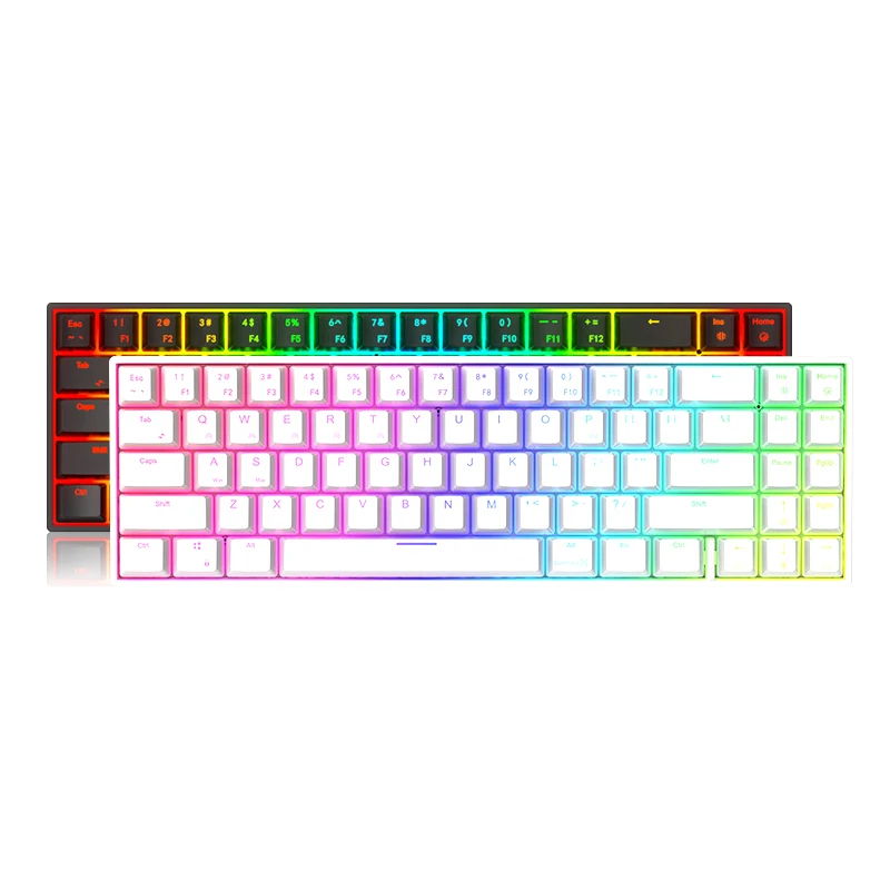 

RK71 High Quality Waterproof Support Wireless Wired MAC RGB Mechanical Gaming Keyboard, Black white