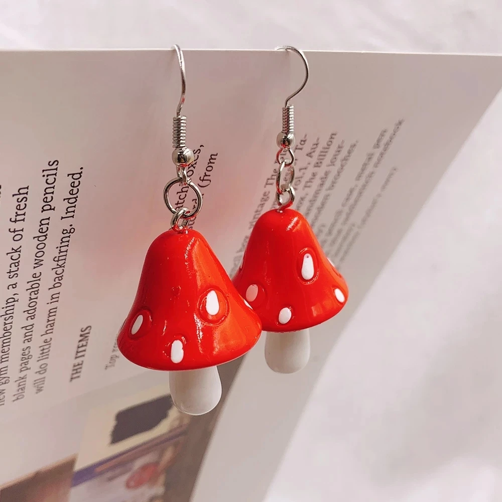 

2021 Cute Mushroom Long Pendant dangle earrings for Women Girls Jewelry Gift, Colorful